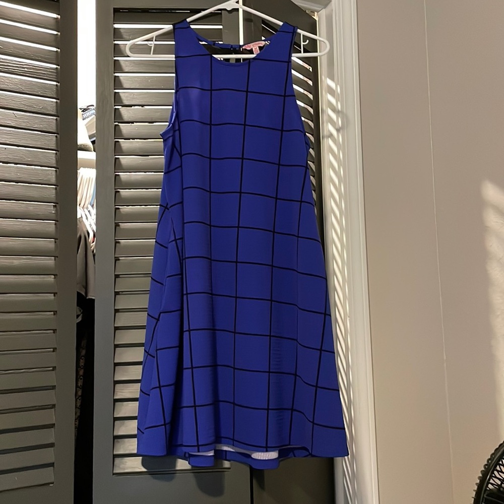 Candie’s Blue and Black Checkered Midi Dress